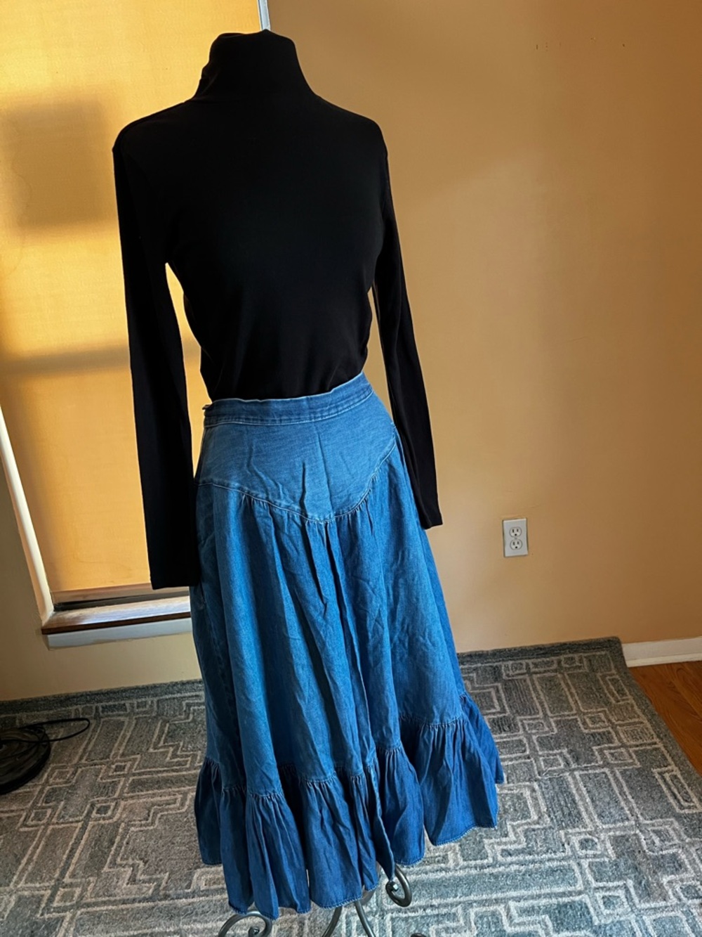 Women's Blue Denim Prairie/Western style Skirt